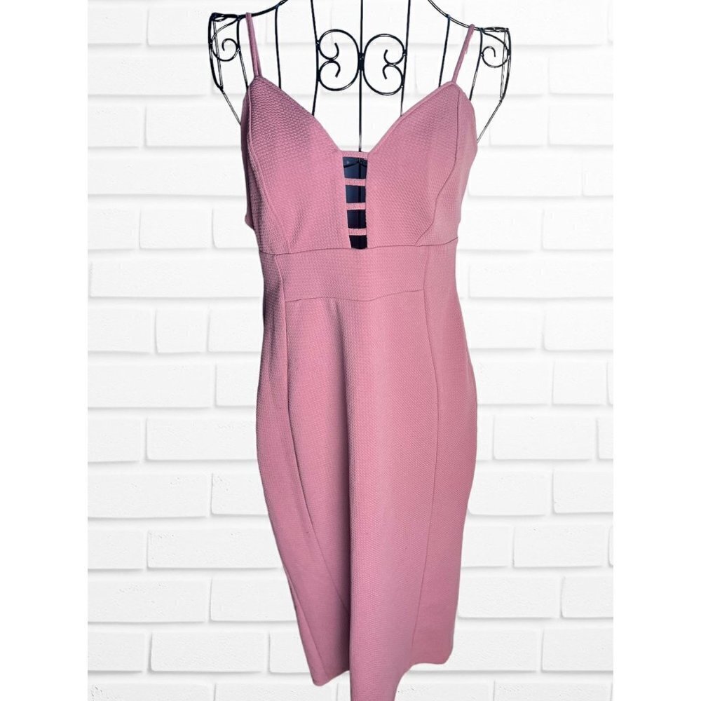 5/$25 Love Chesley Dress Women's Large Pink Bodycon Back Slit‎